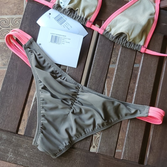 NWOT Brown & hot pink bikini - Picture 5 of 7